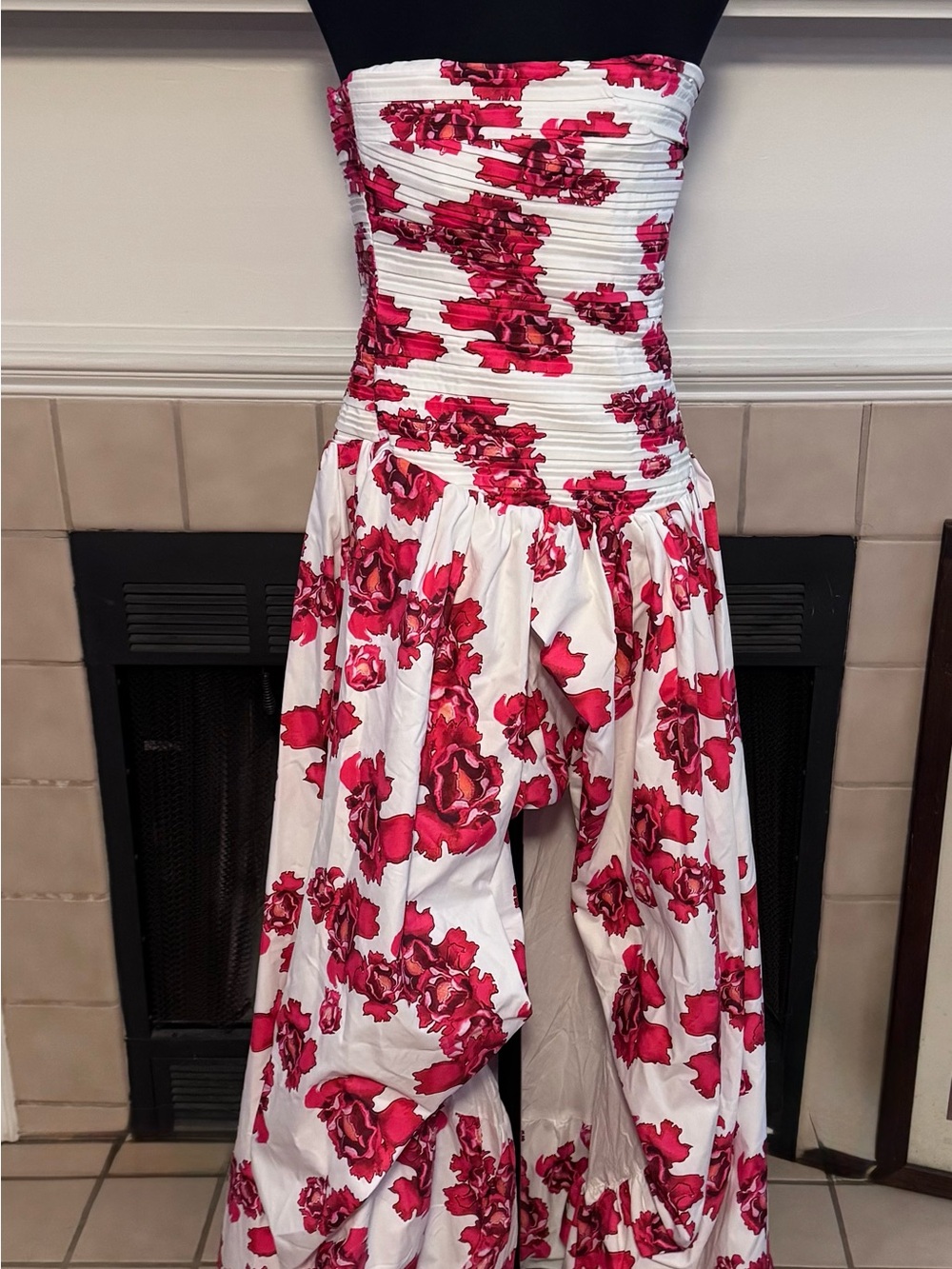 NEW White Cocktail/Party Dress w/ Red Floral Accents